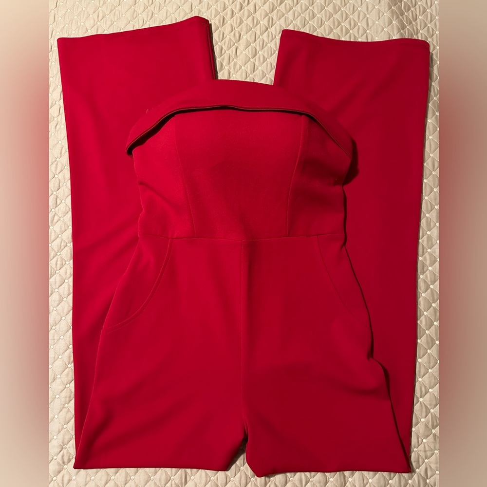 Red strapless jumper straight leg - NWOT - size S